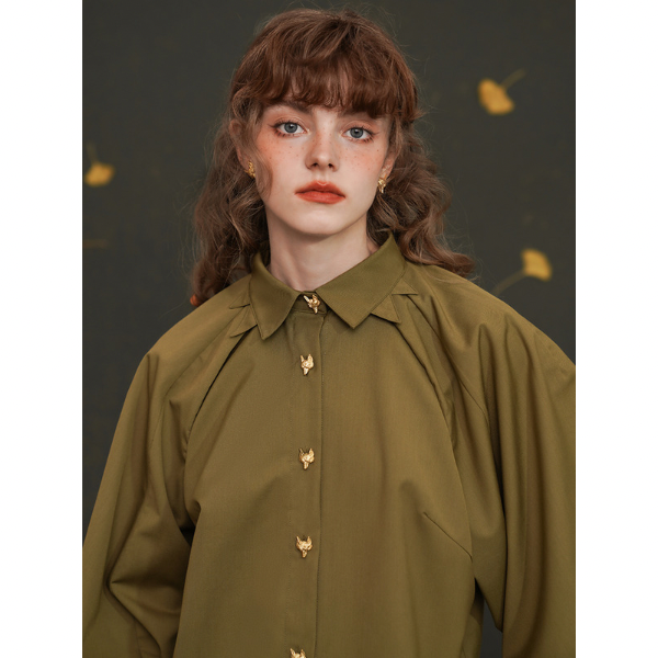 【2color】フォックスボタンシャツ w-033