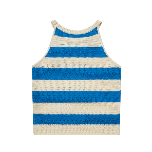 【2color】ホルターネックストライプニットトップ Z00310