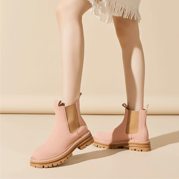 【3color】ラウンドトゥ厚底チェルシーブーツ X-521