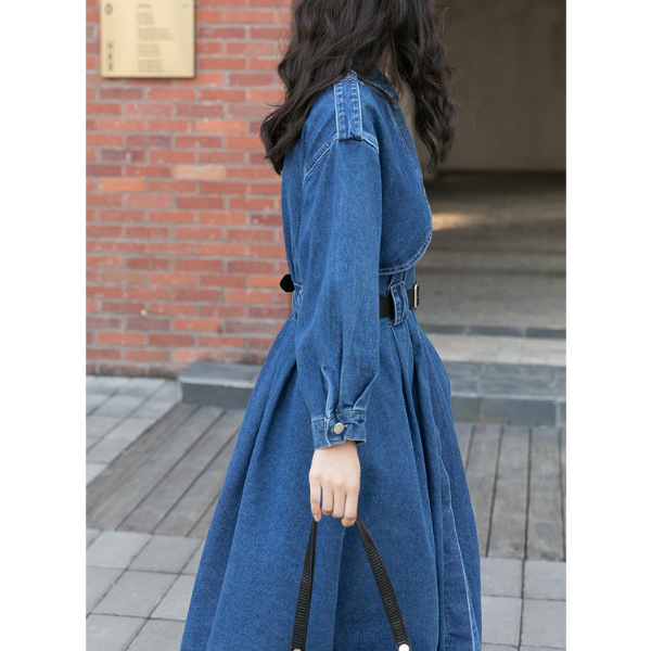 イレギュラーフラップデニムワンピース w-038