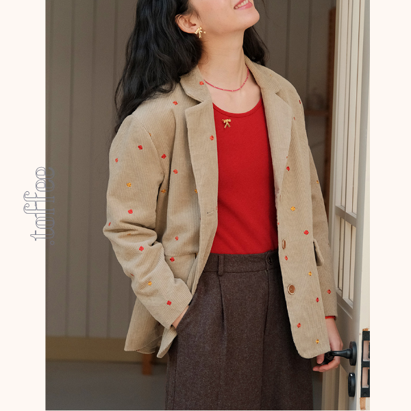 小花刺繍コーデュロイテーラードジャケット 《Z00708》