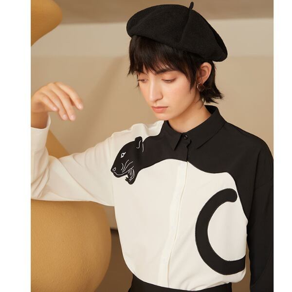 レオパード刺繍ブラウス C0060