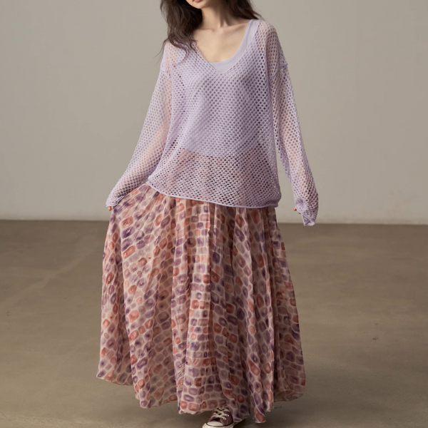 【4color】メッシュオーバーサイズニットトップ《Z00998》