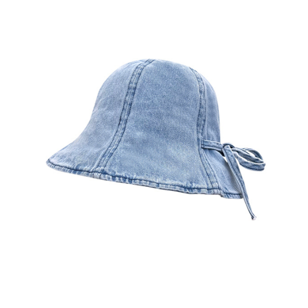 【3color】リボン付きウオッシュデニムドームハット Z00159