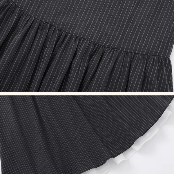 スクエアカラーストライプワンピース《Z01025》