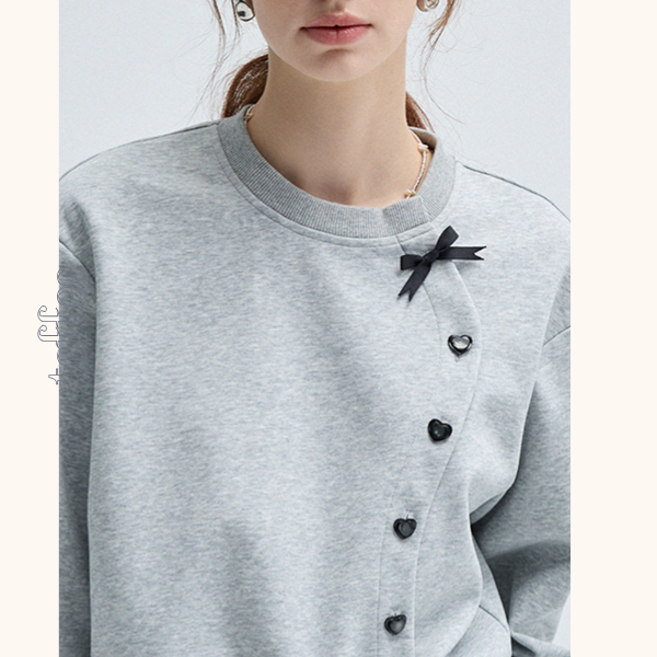 リボン&ハートボタンアシンメントリーカーディガン Z00459