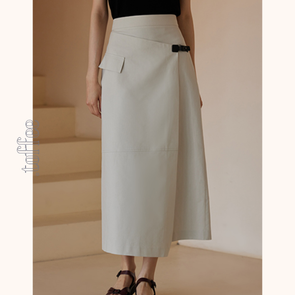 斜め前立てスカートミモレ丈スカート Z00425