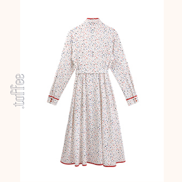 リボンタイ付きカラフルドットシャツワンピース 《Z00750》