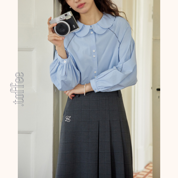 ダブルドールカラーブルーブラウス Z00562