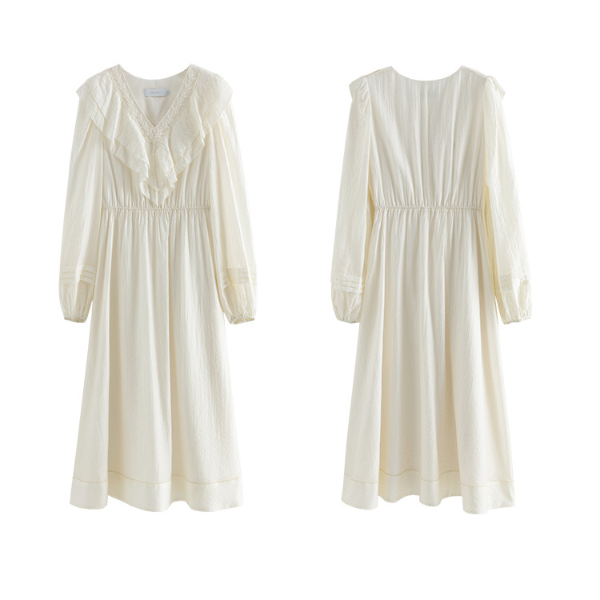 【2COLOR】フロントフリルVネックワンピース Z00093