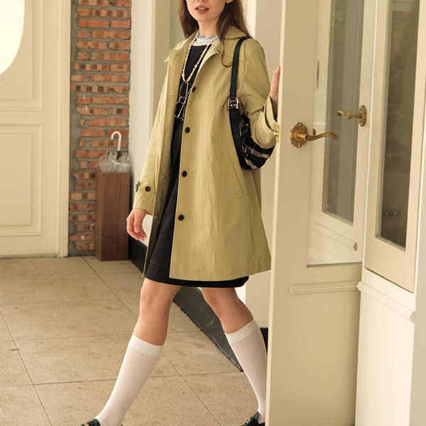 【2color】クラシカルミドル丈Aラインコート 《Z00749》