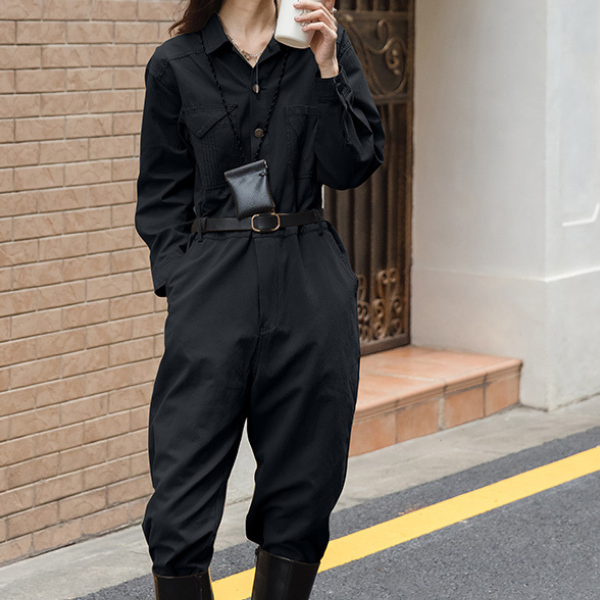 【2color】ウエストベルトメンズライクジャンプスーツ AU-224