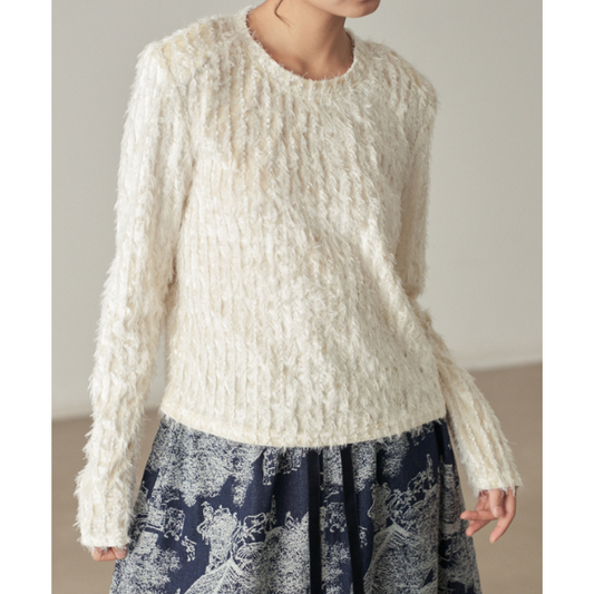 【2color】 レースフリンジ スリムフィットトップス X-433