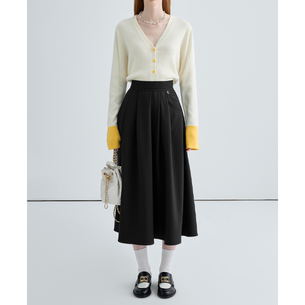 ハイウエストドレープAラインプリーツスカート Z00030