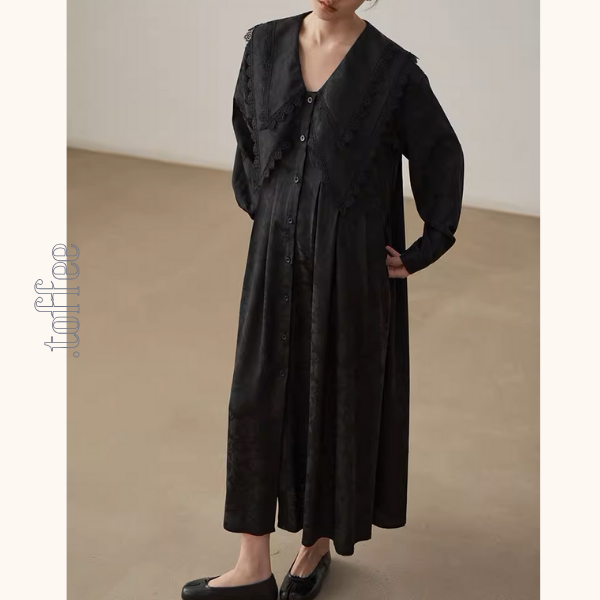 レイヤードドールカラーブラックジャガードワンピース《Z01000》