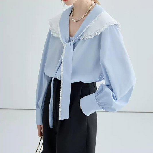 フリルカラーボウタイシャツ w-139