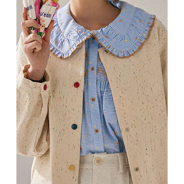 【2color】POPなラウンドネックコットンジャケット  Z00131