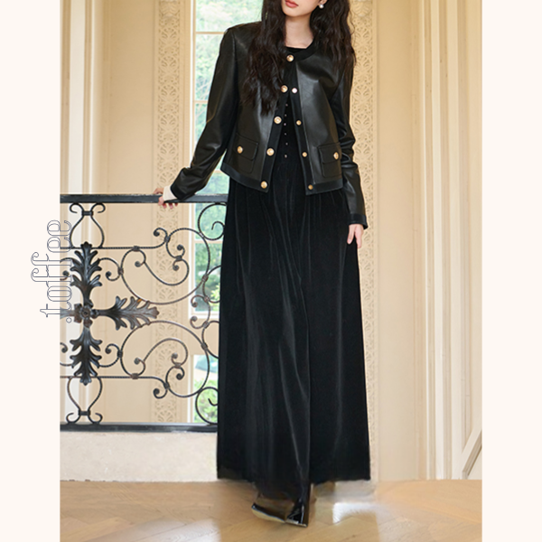 ブラックAラインロングワンピース Z00569