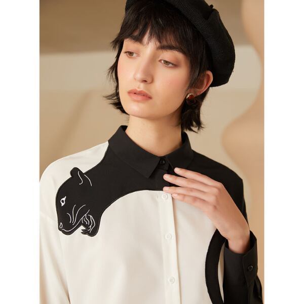 レオパード刺繍ブラウス C0060