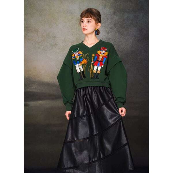 フェイクレザーエスカルゴスカート C0110