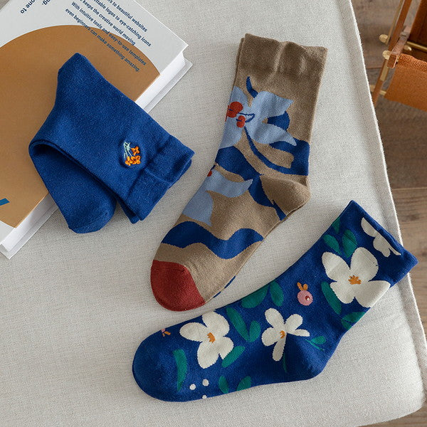 フラワー刺繍ソックス3点セット Z00315
