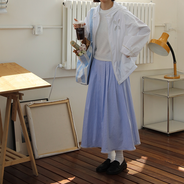 【2color】お花モチーフの中空フードジャケット Z00353