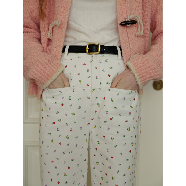 小花柄ワイドレッグカジュアルパンツ Z00017