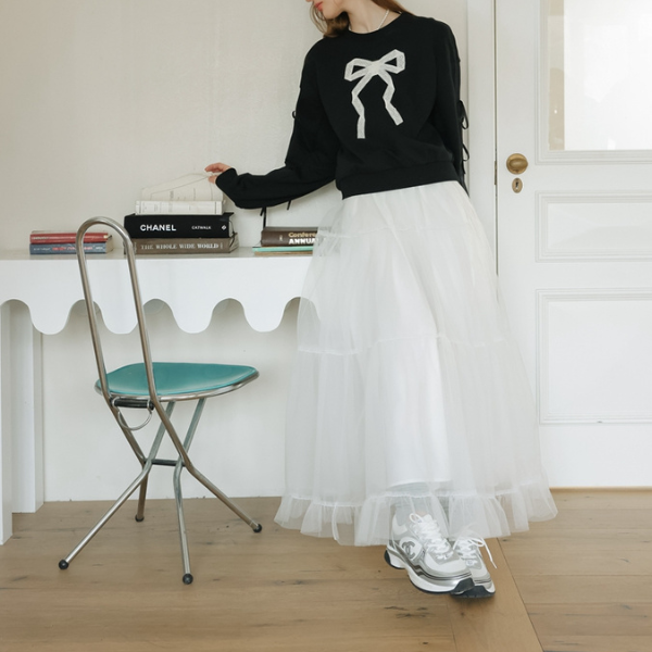 ラウンドネックリボンスウェットシャツ Z00138