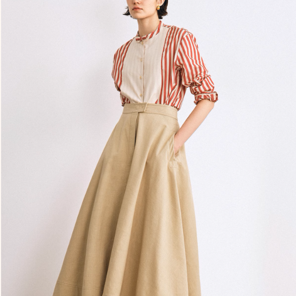 バンドカラーストライプロングシャツ《Z00897》