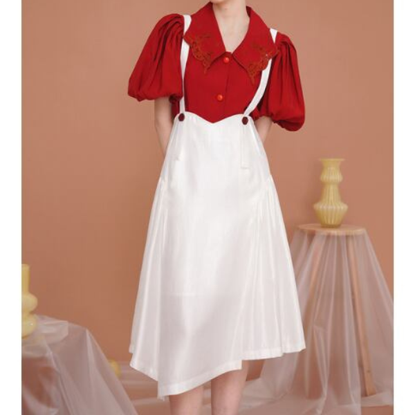 【2color】Vカットストラップワンピース X-185