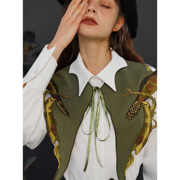 バードエンブロイダリーショール w-061