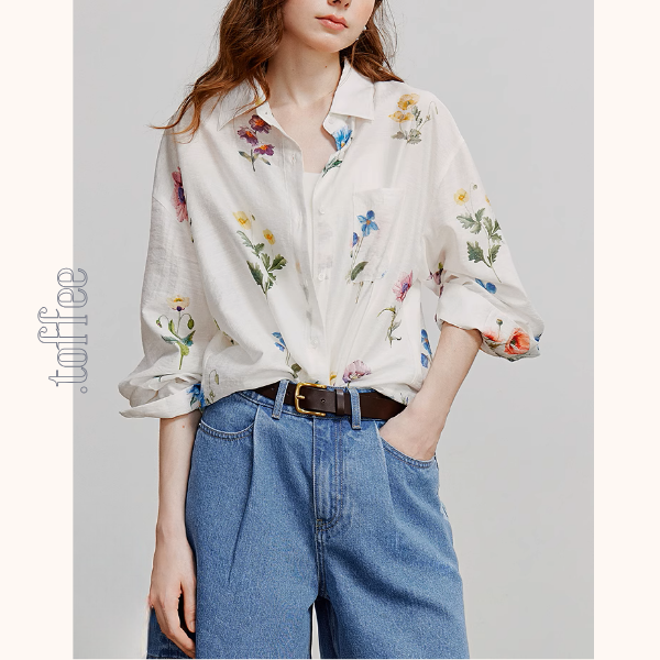 【2color】花柄プリントルーズシャツ《Z00932》