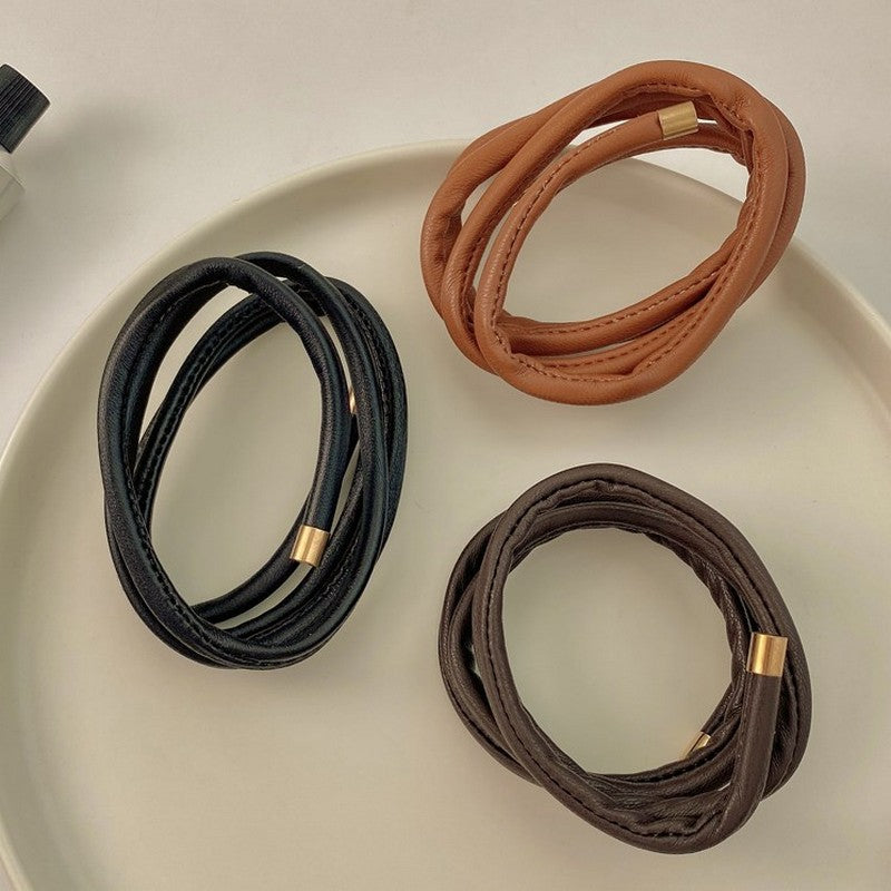 自由自在なレザー風ヘアアクセ  ac0002