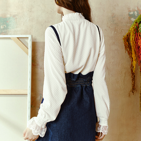 ハーフハイネックレースディテールトップ 《Z00672》