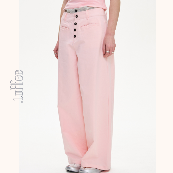 【2color】チェック柄ディテールワイドパンツ《Z01005》