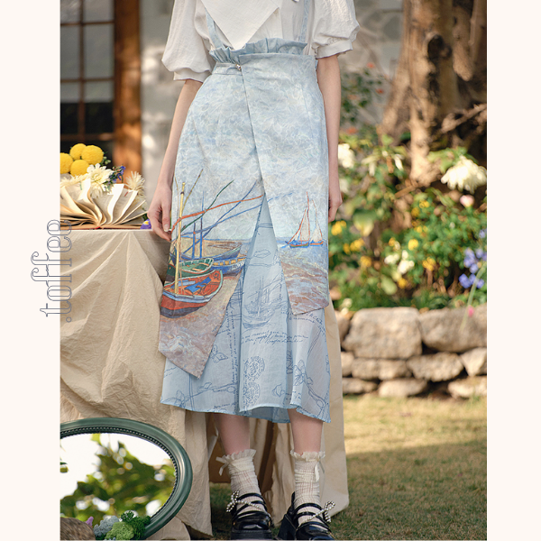ヴィンテージプリントイレギュラーラップスカート《Z00842》