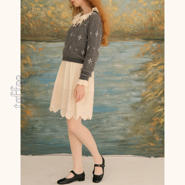 レースヘム&ドールカラーミニワンピース Z00626