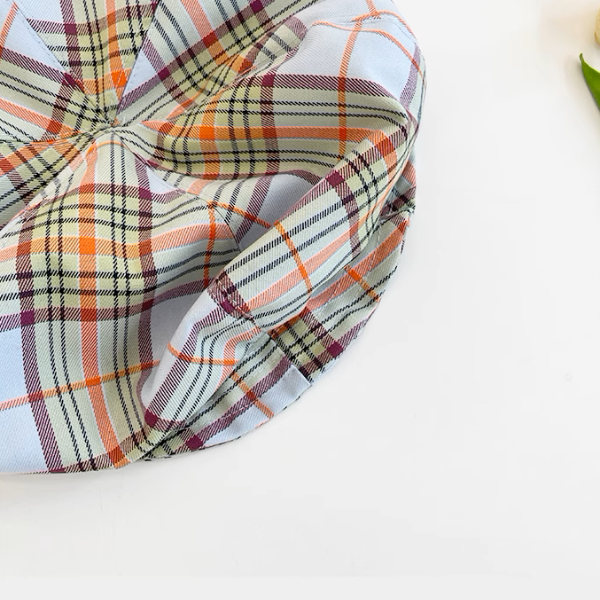【2color】ギャザーディテールチェック柄帽子《Z00881》