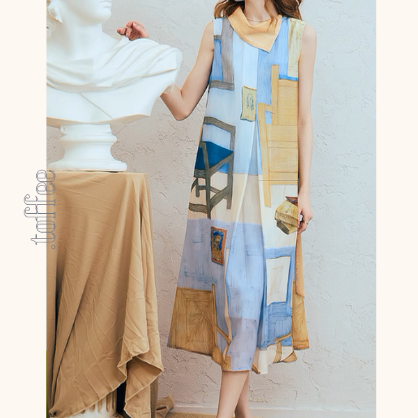 ルームプリントノースリーブワンピース《Z00980》