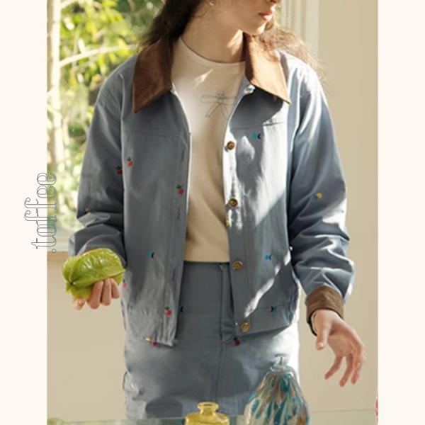 【2color】マルチカラー刺繍入りデニムセットアップ Z00499