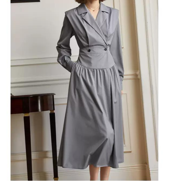 ウエストマークシャツワンピース w-144