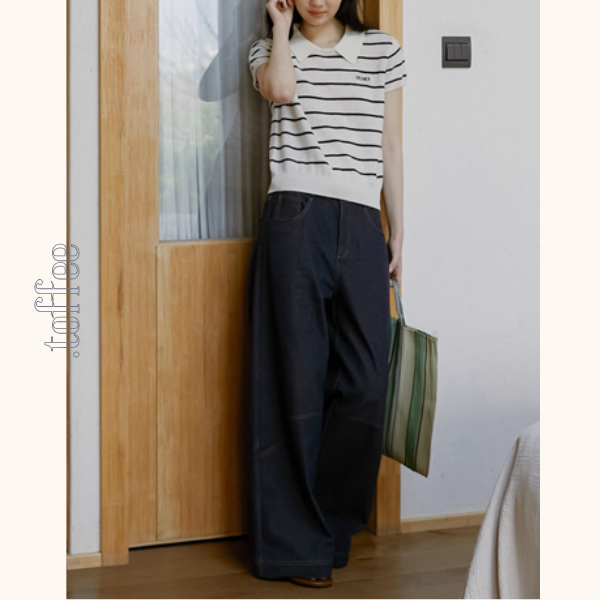 ウエーブラインワイドデニムパンツ《Z00903》