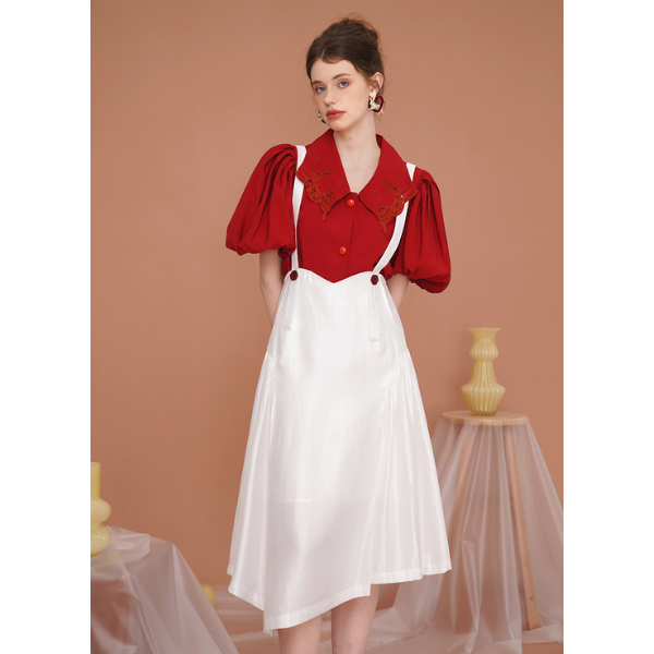 【2color】Vカットストラップワンピース X-185