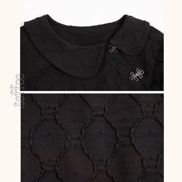 フリルディテールチャイナ風ブラックワンピース《Z00877》