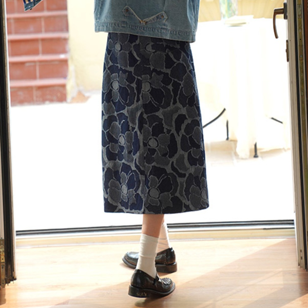 花柄デニムスカート Z00468