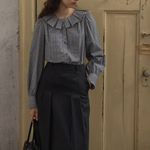 【2pattern】フリル&プリーツディテールブラウス《Z00860》
