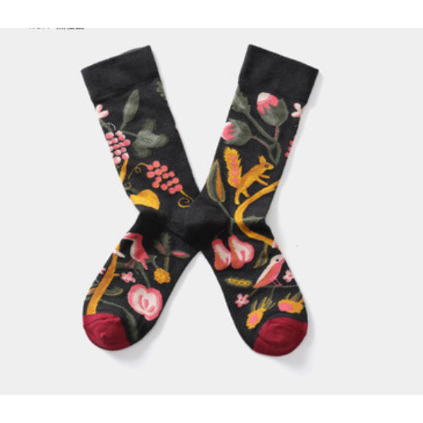 フラワーデザインソックス4p w-080