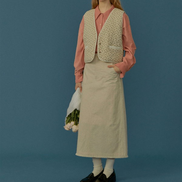 フリンジ付きAラインミモレ丈スカート Z00068