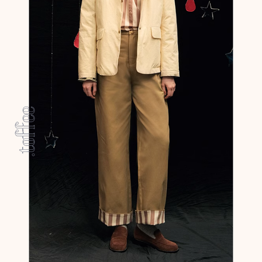 【2color】ルーズストライプカフパンツ Z00602