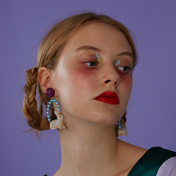 【2pattern】ラビットモチーフフープイヤーアクセサリー 《Z00795》